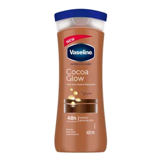 لوسیون بدن وازلین مدل Cocoa Glow حاوی کره کاکائو – نرمکننده و درخشانکننده پوست حجم ۴۰۰ میلیلیتر